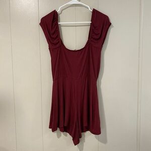 Pacsun L.A. Hearts Ribbed Burgundy Scoop Neck Romper NWT Size M